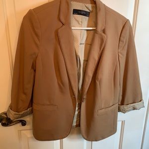 Tan 3/4 sleeve roll up blazer, The Limited, Size M